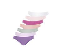 Brasilslip VIVANCE, Damen, Gr. 44/46, bunt (lindgrün, lila, flieder, apricot, pink, rosa, weiß), Single Jersey, Obermaterial: 95% Baumwolle, 5% Elasthan. Spitze: 80% Polyamid, 20% Elasthan, unifarben,