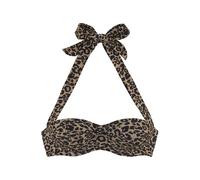 Bügel-Bandeau-Bikini-Top VIVANCE "Thora", Damen, Gr. 38, Cup C, schwarz nougat bedruckt, Recycling-Polyamid, Animalprint, bedruckt, Bikini-Oberteile, in modischem Leo-Print, Topseller (85728341-38) sc