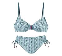 VIVANCE Damen Bügel-Bikini Bügel-Bikini,Ton-in-Ton-Strukturstreifen, Elegante Zierschnallen, Top mit herausnehmbaren Softcups und verstellbaren Trägern, klassisch geschnittene Hose