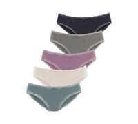 Jazz-Pants Slips VIVANCE, Damen, Gr. 44/46, bunt (anthrazit meliert, beige meliert, flieder, eukalyptus, navy), Single Jersey, Obermaterial: 95% Baumwolle, 5% Elasthan. Spitze: 90% Polyamid, 10% Elast