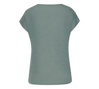 Kurzarmshirt VIVANCE "mit modischer Waffelstruktur", Damen, Gr. 40/42, braun (eukalyptus), Strick, Obermaterial: 64% Polyester, 34% Viskose, 2% Elasthan, transparent, unifarben, modisch, bequem, Rundh
