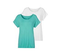 Vivance T-Shirt (2er-Pack) mit elastischem Saumabschluss, mint | creme
