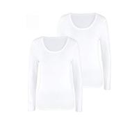 VIVANCE Damen Langarmshirts (2 Stück) aus Baumwoll-Stretch weiß, Größe 36/38, 3668487 Weiß S