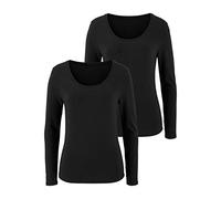 Vivance Langarmshirt (2er-Pack) aus elastischer Baumwoll-Qualität, schwarz