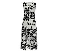 Maxikleid VIVANCE, Damen, Gr. 40, N-Gr, beige (creme, schwarz bedruckt), Web, Obermaterial: 100% Viskose, bedruckt, modisch, figurumspielend knöchelfrei, V-Ausschnitt, ohne Ärmel, Kleider, mit Volants