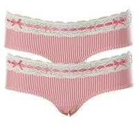 Vivance Damen Panty Slip Streifen Spitze (2er Pack) Rosa 44/46