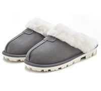 Plüsch Hausschuhe VIVANCE Gr. 38, grau Damen Schuhe Pantoffeln Plüsch Hausschuh Pantoffel mit Warmfutter VEGAN (21199222-38)