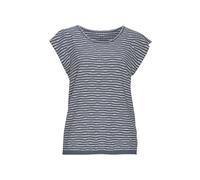 Rundhalsshirt VIVANCE "mit Streifenstruktur", Damen, Gr. 40/42, rauchblau, creme, Feinstrick, Obermaterial: 54% Polyester (REPREVE), 35% Baumwolle, 11% Viskose, gestreift, modisch, normal normal, Rund