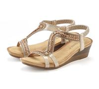 Sandalette VIVANCE "Sommerschuh, offener Schuh, Sandale, Keilsandalette", Damen, Gr. 36, gold (goldfarben), Obermaterial: 100% Synthetik. Decksohle: 100% Textilmaterial. Futter: 100% Lederimitat. Lauf