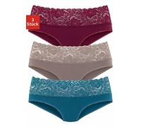 Slip VIVANCE, Damen, Gr. 40/42, bunt (taupe, petrol, bordeaux), Single Jersey, Obermaterial: 95% Baumwolle, 5% Elasthan. Spitze: 93% Polyamid, 7% Elasthan (LYCRA), unifarben, bequem, Unterhosen Slip,
