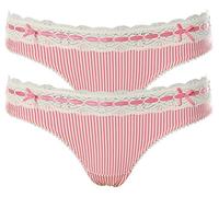 VIVANCE Damen String Slip Streifen Spitze (2er Pack) Rosa 40/42