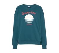 Sweater VIVANCE, Damen, Gr. 40/42, blau (petrol), Sweatware, Obermaterial: 60% Baumwolle, 40% Polyester, bedruckt, unifarben, lässig geschnitten normal, Rundhals, Bündchen, Sweatshirts Sweater, mit sc