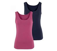 Tanktop VIVANCE "aus elastischer Baumwoll-Qualität" Gr. 40/42, transparent (beere, navy), Damen, Single Jersey, Obermaterial: 95% Baumwolle, 5% Elasthan, unifarben, Tops (283279-40) beere, navy