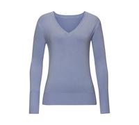 V-Ausschnitt-Pullover VIVANCE, Damen, Gr. 36/38, blau (hellblau), Feinstrick, Obermaterial: 83% Viskose, 15% Polyamid, 2% Elasthan, unifarben, figurbetont hüftlang, tiefer V-Ausschnitt, Rippstrickbünd