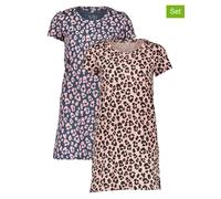 Sleepshirt VIVANCE DREAMS, Damen, Gr. 32/34, N-Gr, blau (mauve, dunkles anthrazitblau gemustert), Single Jersey, Obermaterial: 100% Baumwolle, Basic, bequem kurz, Rundhals, abgesteppt, Kleider Sleepsh