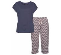 VIVANCE DREAMS Damen Capri-Pyjama dunkelblau-hellrosa-gemustert Gr.40/42