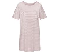 Nachthemd VIVANCE DREAMS, Damen, Gr. 36/38, N-Gr, rosa (mauve, weiß, gestreift), Single Jersey, Obermaterial: 100% Baumwolle, gestreift, Basic kurz, Rundhals, abgesteppte Kante, Kleider Nachthemd, mit