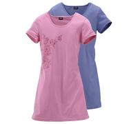 Lascana Damen Nachthemd | mit Rundhalsausschnitt, Blumendruck, Single-Jersey
