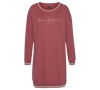 Nachthemd VIVANCE DREAMS, Damen, Gr. 36/38, N-Gr, rot, Single Jersey, Obermaterial: 100% Baumwolle, unifarben, Basic, bequem kurz, Rundhals, Rippbündchen, Kleider Nachthemd, mit Ripp-Abschlüssen (9316