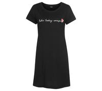 Nachthemd, Damen, Gr. 40/42, N-Gr, schwarz, Single Jersey, Obermaterial: 100% Baumwolle, VIVANCE DREAMS BY LASCANA, bedruckt, unifarben, Basic, bequem kurz, Rundhals, eingesetzt, Kleider Nachthemd, in