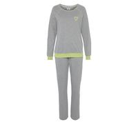 Pyjama VIVANCE DREAMS Gr. 48/50, gelb (grau, neon, gelb) Damen Homewear-Sets Pyjamas mit dekorativen Flatlock-Nähten in Neonfarben (26064449-48)
