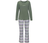 Pyjama VIVANCE DREAMS, Damen, Gr. 32, lila (lila, kariert), Flanell, Obermaterial: 100% Baumwolle. Oberteil: 100% Baumwolle, kariert, klassisch, lang, Rundhals, Homewear-Sets, aus kuschelig weichem Fl