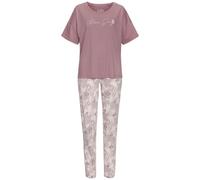 Pyjama VIVANCE DREAMS, Damen, Gr. 44/46, lila (mauve, gemustert), Single Jersey, Obermaterial: 60% Baumwolle, 40% Polyester, gemustert, unifarben, bequem lang, Rundhals, abgesteppt, Homewear-Sets Pyja