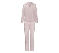 Pyjama VIVANCE DREAMS, Damen, Gr. 48/50, mauve, gestreift, Single Jersey, Obermaterial: 100% Baumwolle, Basic lang, V-Ausschnitt, eingesetzt, Homewear-Sets Pyjama, mit feinem Streifenmuster (86426323-