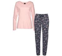 VIVANCE DREAMS BY LASCANA Damen Pyjama rosa/dunkelblau-geblümt Gr.36/38