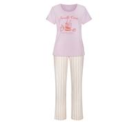 Pyjama VIVANCE DREAMS, Damen, Gr. 40/42, rosa, weiß, gestreift, Single Jersey, Obermaterial: 100% Baumwolle, gestreift, Basic lang, Rundhals, eingesetzt, Homewear-Sets Pyjama, Zartes Streifenmuster (9