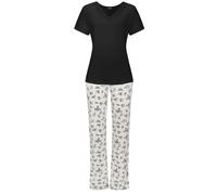 Pyjama, Damen, Gr. 32/34, schwarz (schwarz, creme, geblümt), Single Jersey, Obermaterial: 95% Viskose, 5% Elasthan. Spitze: 82% Polyamid, 18% Elasthan, VIVANCE DREAMS BY LASCANA, geblümt, bequem lang,