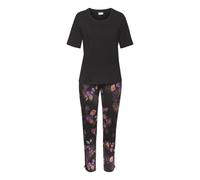 VIVANCE DREAMS BY LASCANA Damen Pyjama schwarz geblümt Gr.32/34
