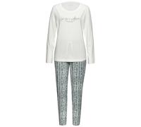 Pyjama VIVANCE DREAMS, Damen, Gr. 36/38, weiß, grün, gestreift, Single Jersey, Obermaterial: 50% Baumwolle, 50% Viskose. Unterteil: 50% Baumwolle, 50% Viskose, gestreift, Basic lang, Rundhals, Homewea