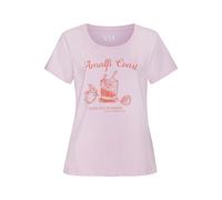 Pyjamaoberteil, Damen, Gr. 32/34, rosa, Single Jersey, Obermaterial: 100% Baumwolle, VIVANCE DREAMS BY LASCANA, unifarben, Basic hüftlang, Rundhals, eingesetzt, Shirts, mit schönem Frontprint (6932730