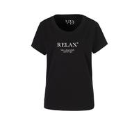 Pyjamaoberteil VIVANCE DREAMS, Damen, Gr. 40/42, schwarz, Single Jersey, Obermaterial: 100% Baumwolle, unifarben, Basic hüftlang, Rundhals, abgesteppte Kante, Shirts, mit Statementdruck (44704721-40)