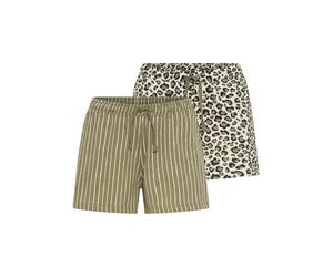 VIVANCE DREAMS BY LASCANA Damen Schlafshorts grün gestreift + grün leo Gr.32/34