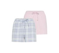 VIVANCE DREAMS BY LASCANA Damen Schlafshorts hellblau kariert + rosa gestreift Gr.32/34