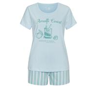 Shorty, Damen, Gr. 44/46, blau, weiß, gestreift, Single Jersey, Obermaterial: 100% Baumwolle, VIVANCE DREAMS BY LASCANA, gestreift, Basic kurz, Rundhals, eingesetzt, Homewear-Sets Shorty, mit zartem S
