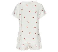 Shorty VIVANCE DREAMS, Damen, Gr. 36/38, weiß (ecru, rot, gemustert), Feinripp, Obermaterial: 92% Viskose, 8% Elasthan, gemustert, bequem normal, Rundhals, Babylock, Homewear-Sets Shorty, aus hochwert