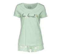 Shorty, Damen, Gr. 40/42, grün (jade, gemustert), Single Jersey, Obermaterial: 100% Baumwolle, VIVANCE DREAMS BY LASCANA, geblümt, Basic, bequem kurz, Rundhals, mit Umschlag, Homewear-Sets Shorty, mit