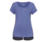Shorty, Damen, Gr. 40/42, lila (lila, meliert), Single Jersey, Obermaterial: 90% Viskose, 10% Polyester. Unterteil: 100% Baumwolle, VIVANCE DREAMS BY LASCANA, meliert, Basic, kurz, Rundhals, Homewear-