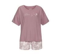 Shorty VIVANCE DREAMS, Damen, Gr. 32/34, lila (mauve, gemustert), Single Jersey, Obermaterial: 60% Baumwolle, 40% Polyester, gemustert, bequem kurz, Rundhals, abgesteppt, Homewear-Sets Shorty, Schönes