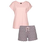 Shorty VIVANCE DREAMS, Damen, Gr. 40/42, bunt (rosa, dunkelblau, gemustert), Single Jersey, Obermaterial: 100% Baumwolle, gemustert, Basic, bequem kurz, Rundhals, angeschnitten, Homewear-Sets Shorty,