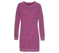 Sleepshirt VIVANCE DREAMS, Damen, Gr. 40/42, N-Gr, rot (bordeaux, gemustert), Single Jersey, Obermaterial: 60% Baumwolle, 40% Polyester, gemustert, Basic, Basic kniefrei, Rundhals, Raglanärmel Rippstr