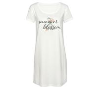 Sleepshirt VIVANCE DREAMS, Damen, Gr. 44/46, N-Gr, beige (ecru), Single Jersey, Obermaterial: 60% Baumwolle, 40% Polyester, unifarben, Basic, Basic mini, Rundhals, eingesetzt abgesteppt, Kleider Sleep