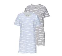Sleepshirt, Damen, Gr. 36/38, N-Gr, blau (hellblau, weiß, gemustert), Single Jersey, Obermaterial: 95% Baumwolle, 5% Elasthan, VIVANCE DREAMS BY LASCANA, Basic, bequem kurz, Rundhals, abgesteppt, Klei