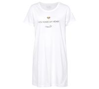 Sleepshirt VIVANCE DREAMS, Damen, Gr. 40/42, N-Gr, weiß, Single Jersey, Obermaterial: 100% Baumwolle, Basic mini, Rundhals, eingesetzt, Kleider Sleepshirt, mit Foliendruck (99430235-40) weiß