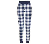 Schlafhose VIVANCE DREAMS, Damen, Gr. 40/42, N-Gr, blau (dunkelblau, weiß, kariert), Jersey, Obermaterial: 100% Baumwolle, bequem lang, Hosen Schlafhose, mit Allover-Druck (21067001-40) dunkelblau, we