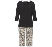 Capri-Pyjama VIVANCE DREAMS, Damen, Gr. 40/42, schwarz-weiß (creme, schwarz, gemustert), Single Jersey, Obermaterial: 100% Baumwolle, gemustert, Basic, Basic 3/4-Länge, Rundhals, 3/4-Ärmel eingesetzt,