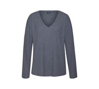 Langarmshirt VIVANCE DREAMS, Damen, Gr. 40/42, grau (anthrazit), Rippstrick, Obermaterial: 63% Polyester, 33% Viskose, 4% Elasthan, unifarben, Basic, loose fit normal, V-Ausschnitt, abgesteppt, Shirts